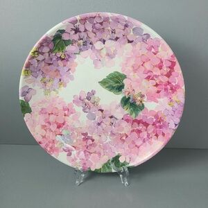 Shabby Chic Gold Shimmer Pink Purple Hydrangea Melamine Serving Platter Plate